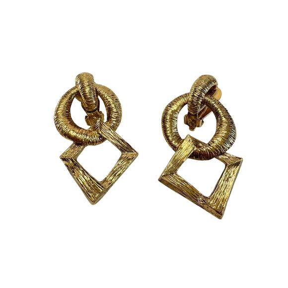 Yves Saint Laurent YSL Vintage Geometric Dangle Earrings - Picture 3 of 12